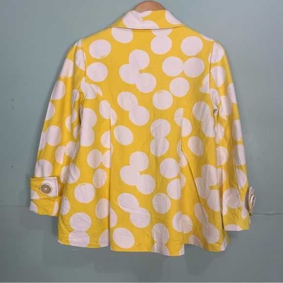 Lilly Pulitzer Blazer Jacket Circles Polka Dots White Yellow Button Size 6 - Picture 9 of 16